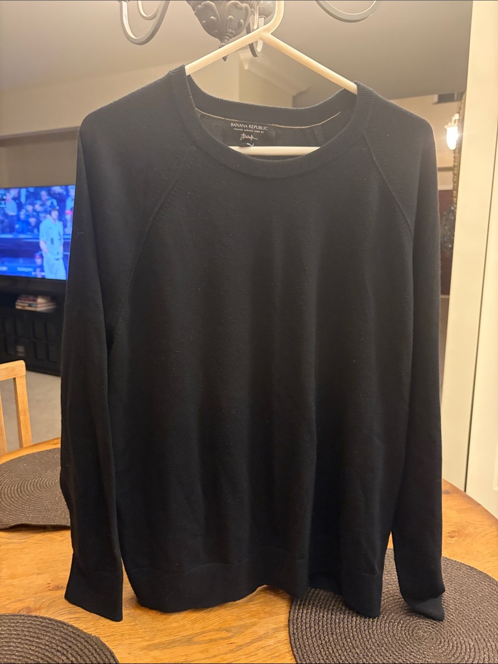Banana Republic Men's Black Crewneck Pullover Sweater